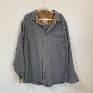 Legendary White Tails 2XT Buck Camp Flannel Shirt Gray With Tan Corduroy Trim